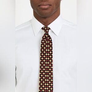 Charvet Place Vendôme Vintage Silk Tie Embroidered Red Yellow Black France